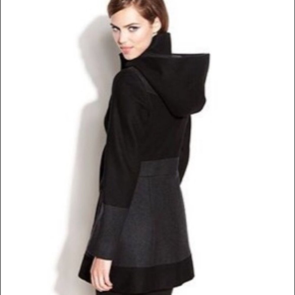 Guess Two-Tone Wool Blend Hooded Peacoat XXL